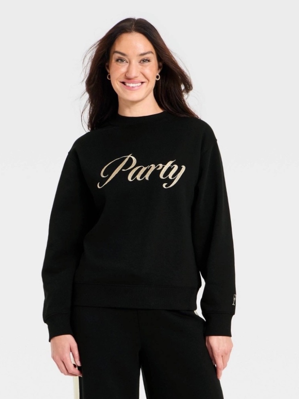 Women's Holiday Knit Embroidered Pullover Sweatshirt